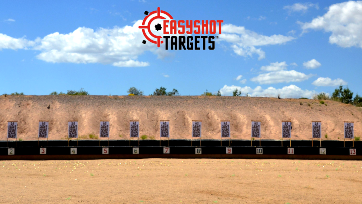 paper shooting targets lined up