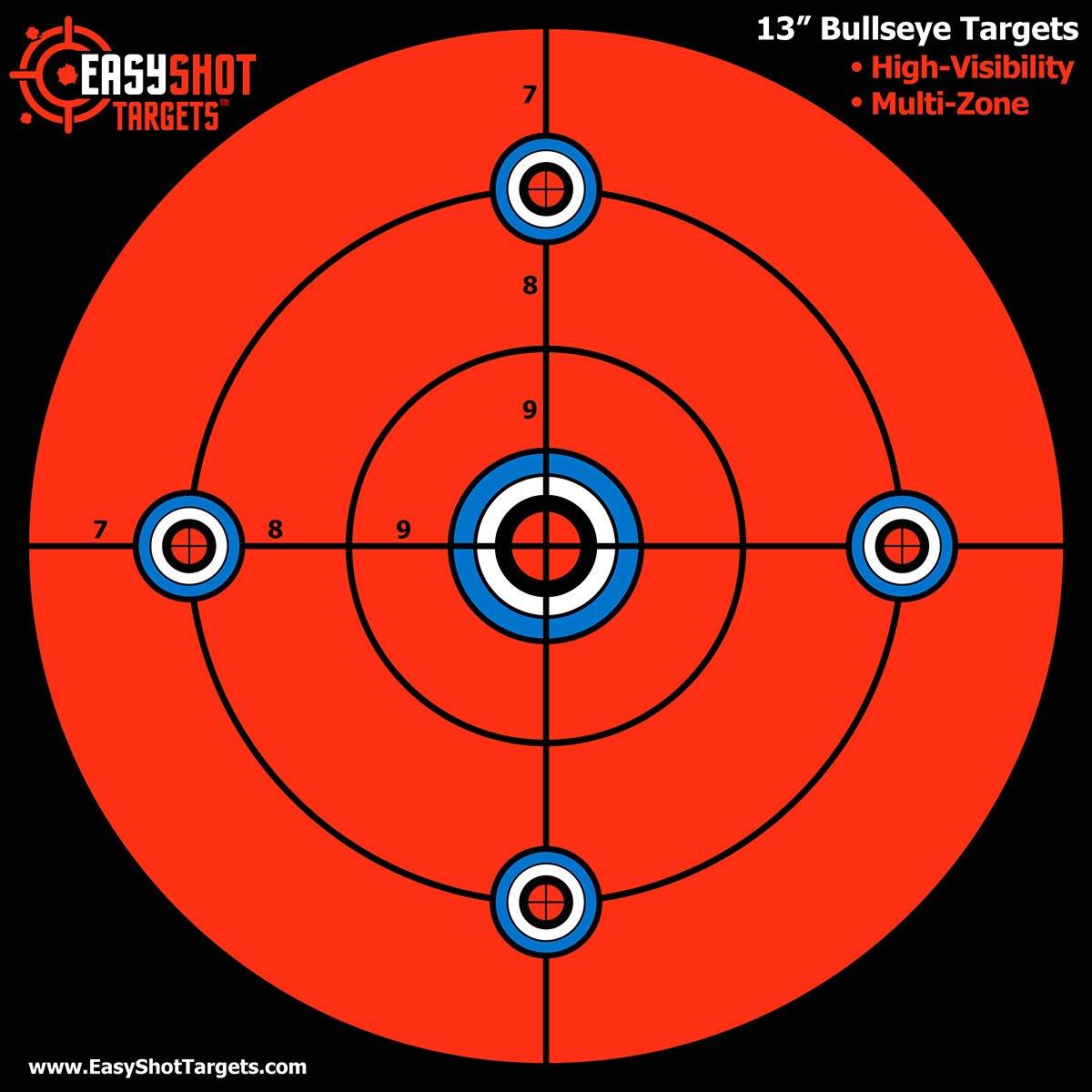 100 PACK- 13" Bullseye Targets - EasyShot Targets