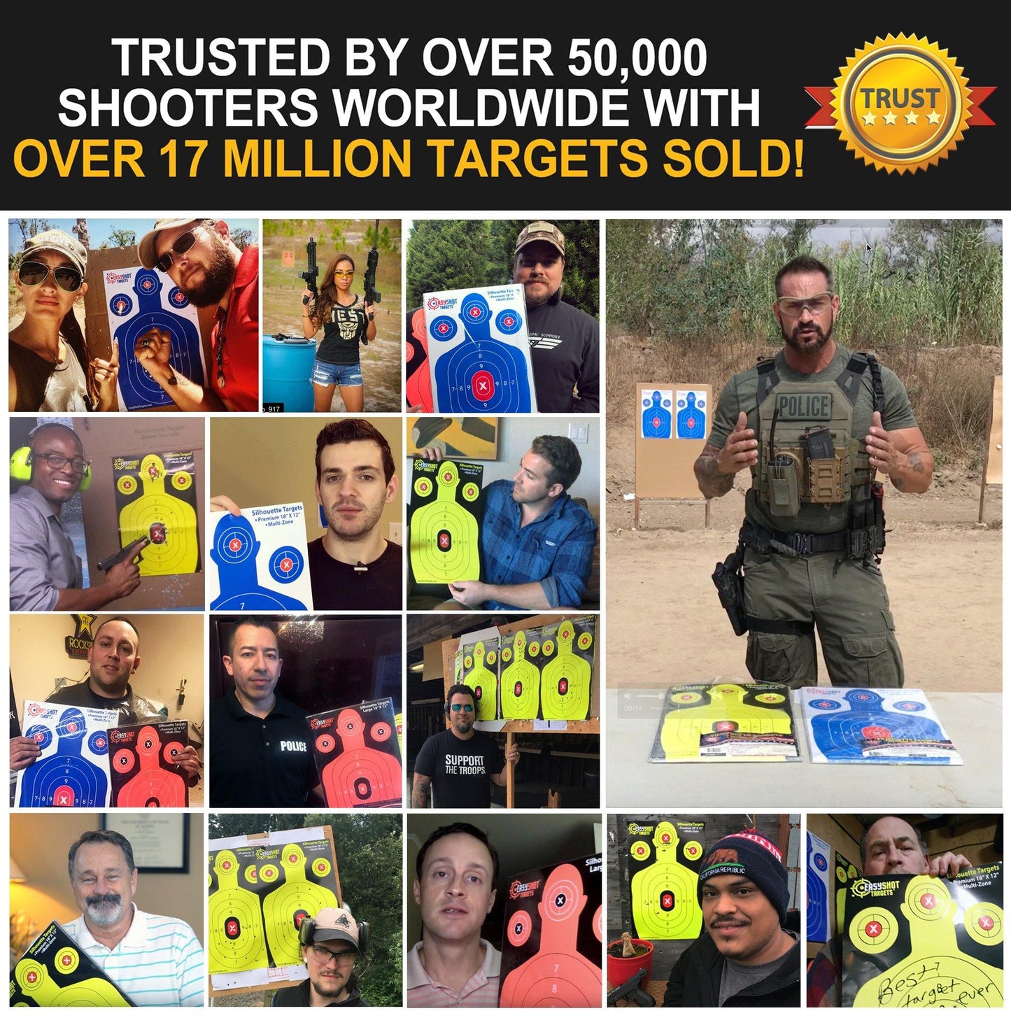 100-Pack - Maximum Visibility Bullseye Sight-In Targets For Shooting - Fluorescent Orange, Bright and Colorful - Easy To See Your Shots - Best Quality - EasyShot Targets