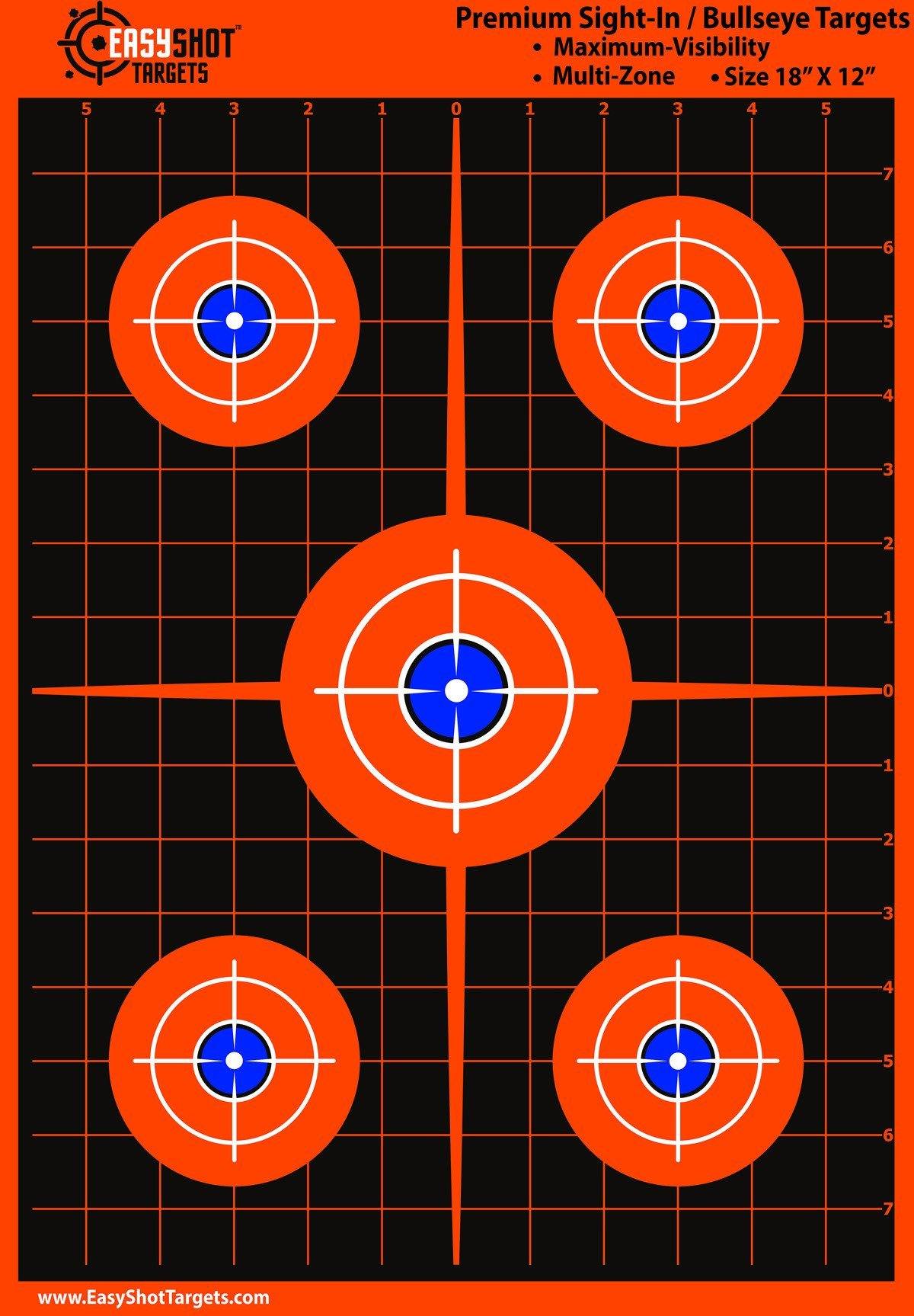 100-Pack - Maximum Visibility Bullseye Sight-In Targets For Shooting - Fluorescent Orange, Bright and Colorful - Easy To See Your Shots - Best Quality - EasyShot Targets