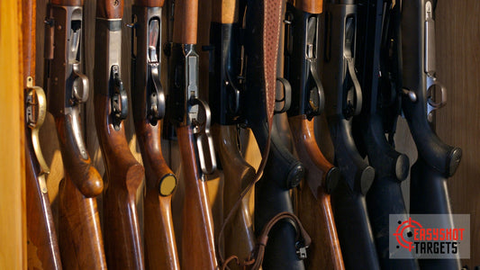 A rack of rifles in a safety wooden stand