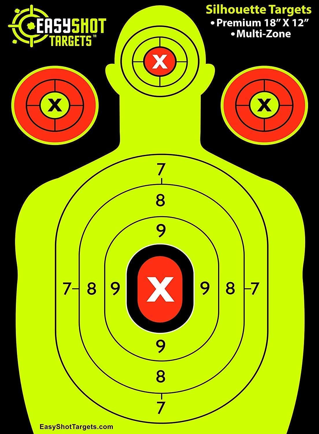 40 Pack - Multicolor: Green, Orange, Blue, Yellow - Silhouette Targets - EasyShot Targets