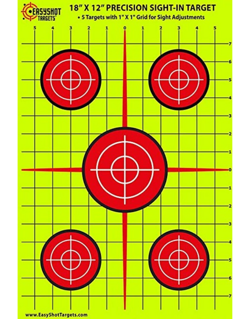 100 Pack - Yellow & Red - Sight-in Targets - Paper Shooting Targets