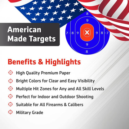 100 Pack - Green - 13" Bullseye Targets - Paper Shooting Targets